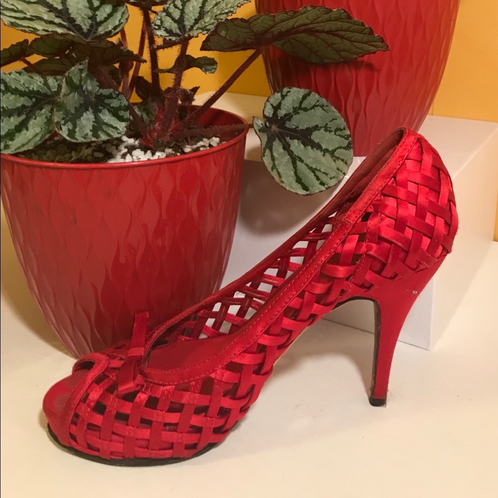 Aldo Red Lattice Heels